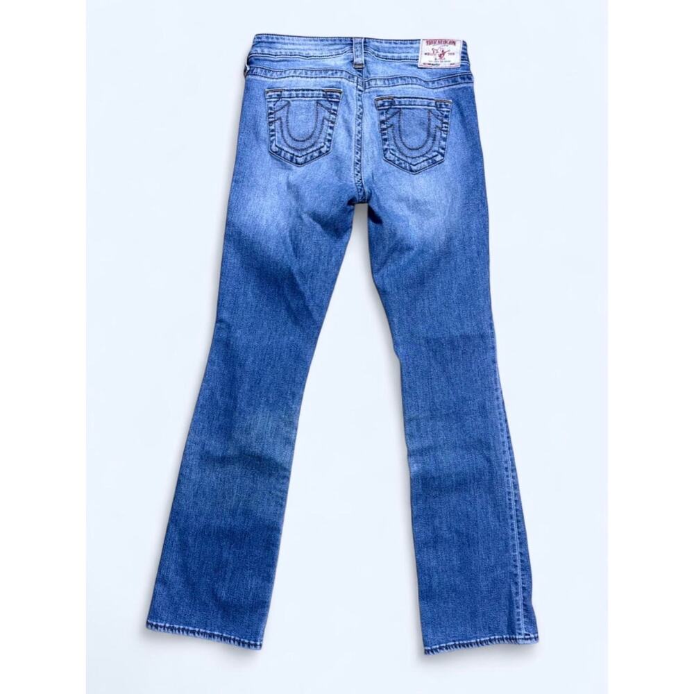 True Religion Low Rise Medium Wash Bootcut Jeans Horseshoe Pockets Size 29